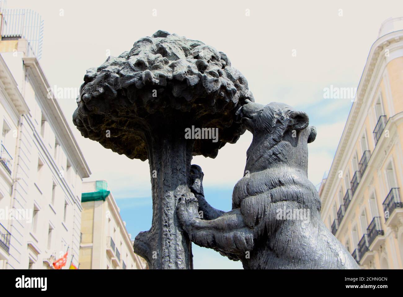 Statue of the Bear and the Strawberry Tree by sculptor Antonio Navarro