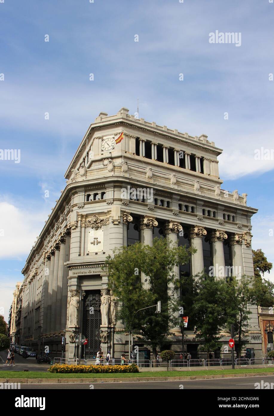 Caryatid Building completed in 1918 now houses the Cervantes Institute Calle de Alcala 49 Madrid Spain Stock Photo