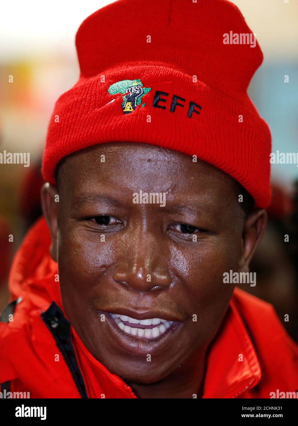 President Of South Africa S Radical Left Wing Party The Economic Freedom Fighters Eff Julius Malema Chats With Supporters During An Election Campaign Walkabout At The Rand Show In Nasrec Johannesburg South Africa April