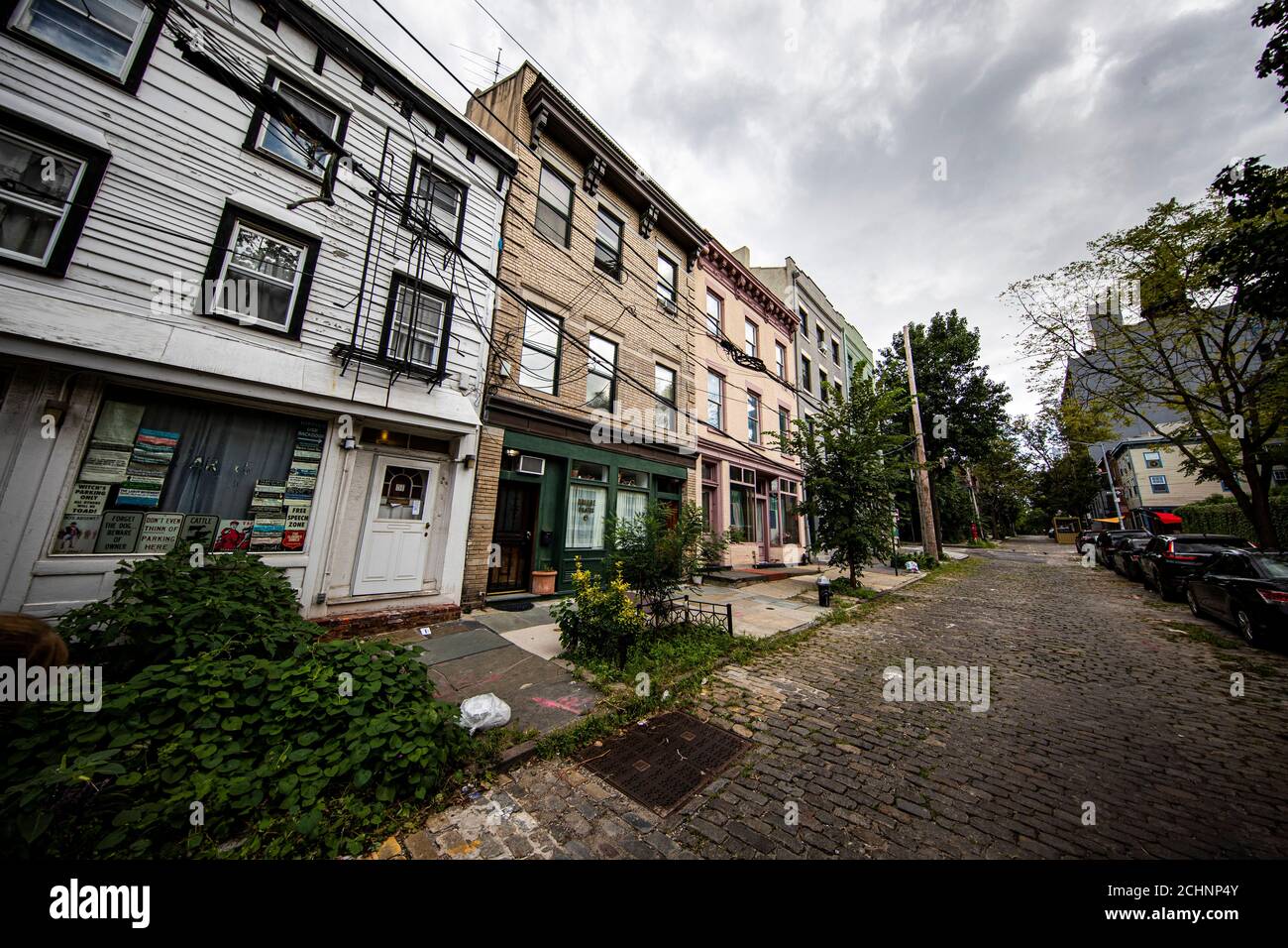 Buildings in the Vinegar Hill section of Brooklyn, New York on Saturday