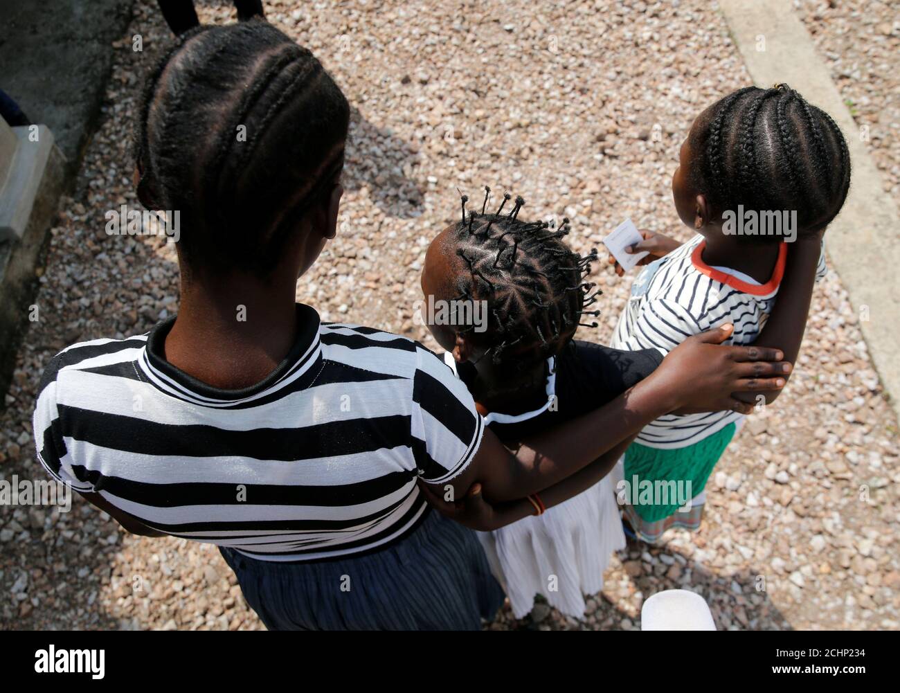 Internally displaced girls used in armed conflicts by local militia are seen at a safe haven for rescued children in Mwene Ditu in Kasai Oriental Province in the Democratic Republic of Congo, March 15, 2018. Picture taken March 15, 2018. REUTERS/Thomas Mukoya Stock Photo