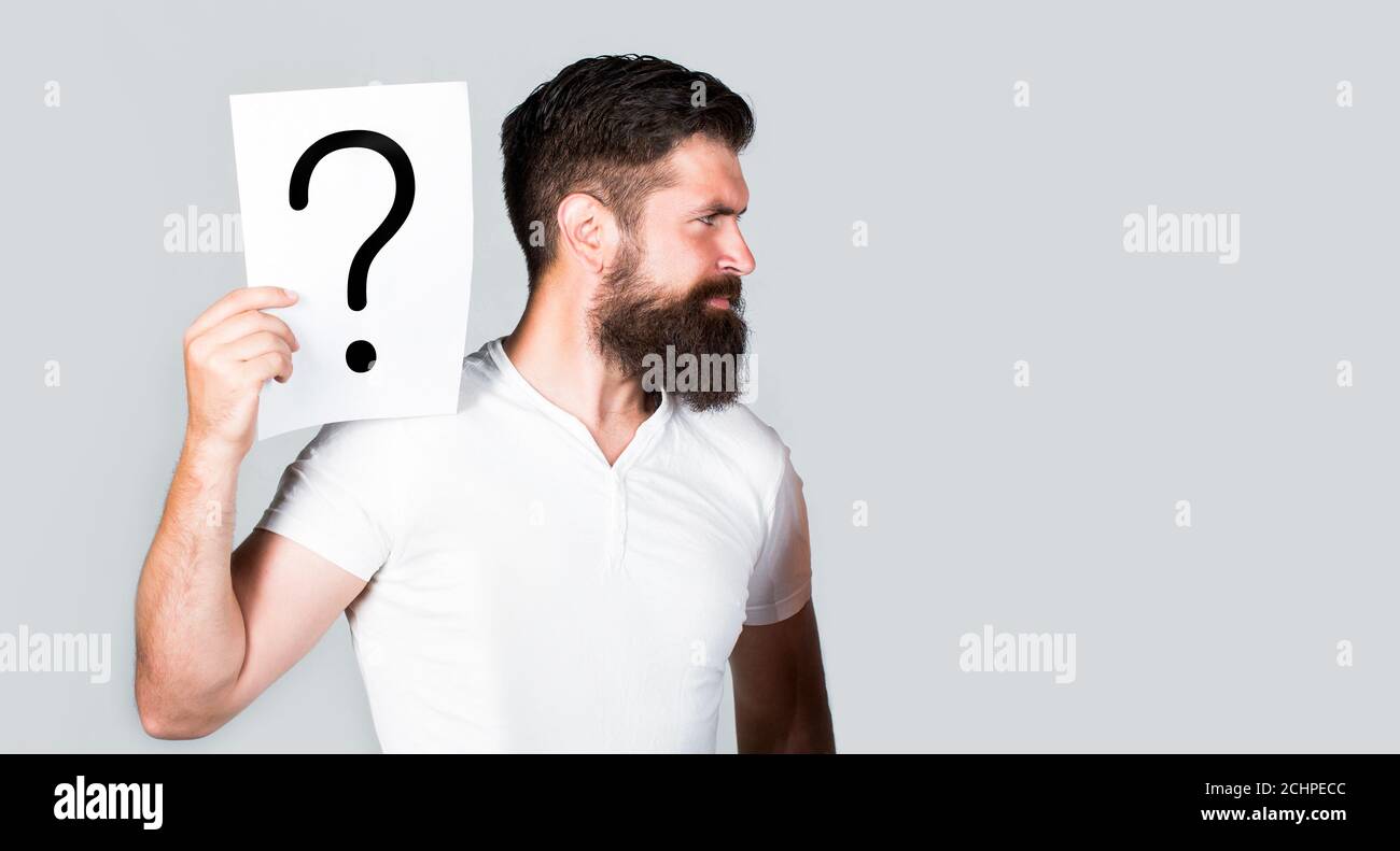 Man screaming, emotion. Man question. Male with question marks. Getting ...