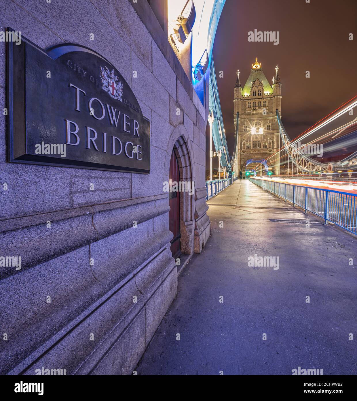 Tower Bridge in London at night with light trails Stock Photo - Alamy
