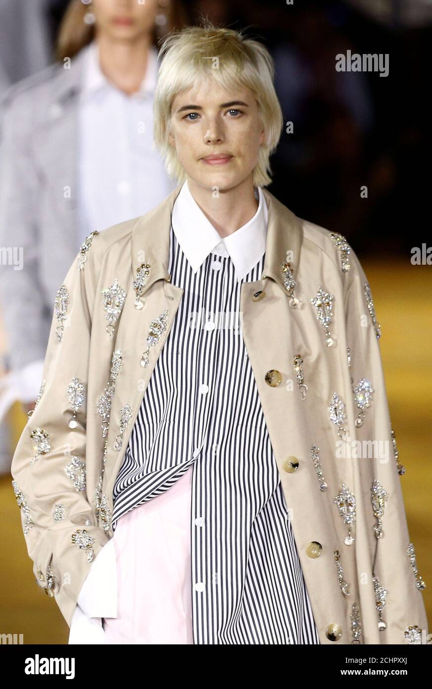 Model Agyness Deyn presents a creation during the Burberry catwalk show at  London Fashion Week in London, Britain, September 16, 2019. REUTERS/Henry  Nicholls Stock Photo - Alamy