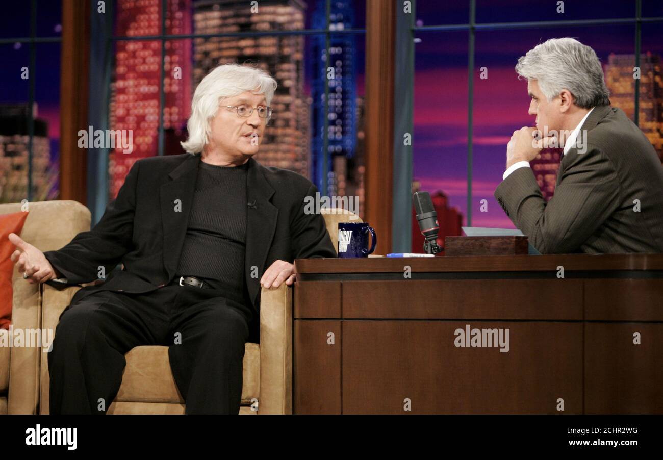 Talk show host Jay Leno (R) interviews attorney Thomas A. Mesereau,Jr. who  defended entertainer Michael Jackson in his recent criminal trial, as he  appears as a guest on "The Tonight Show with
