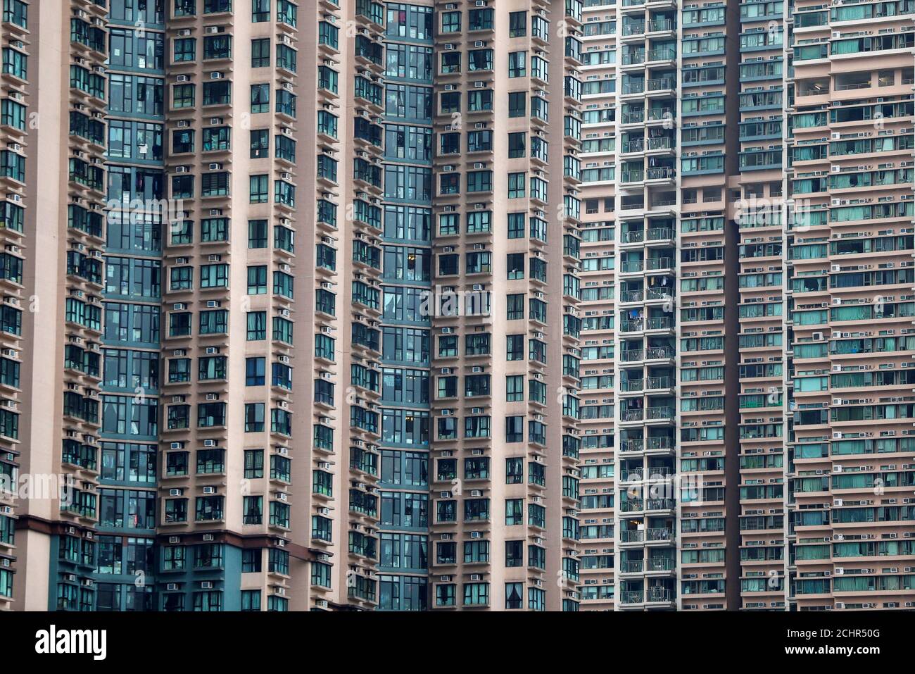 High rise private residential buildings are seen in Hong Kong, China May 21, 2017. Picture taken May 21, 2017. REUTERS/Bobby Yip Stock Photo