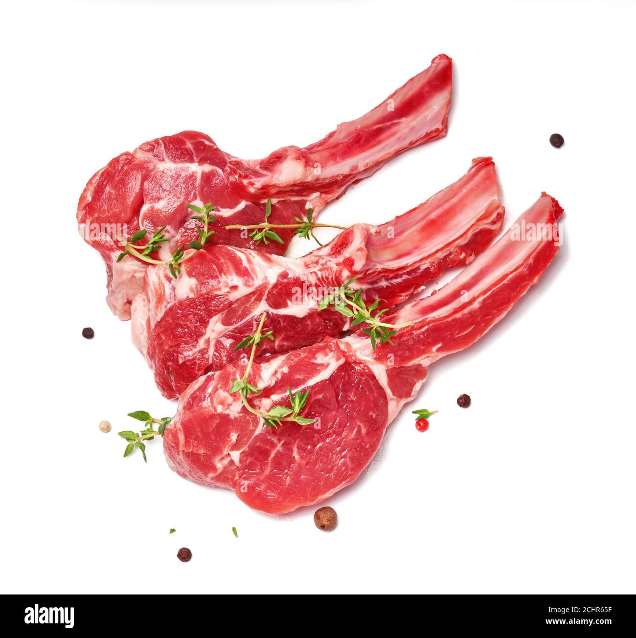 Fresh Lamb Chops with Thyme Stock Photo - Alamy