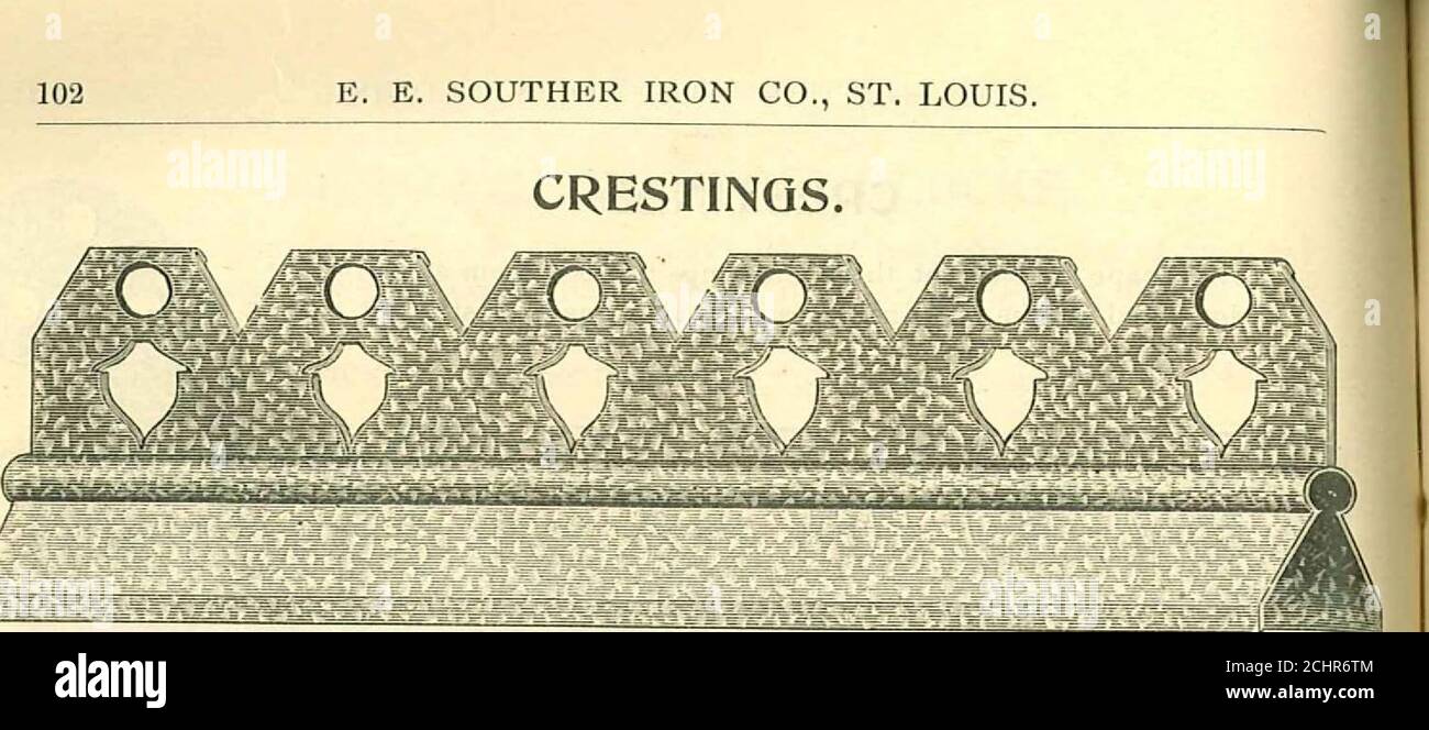 . Roofing Catalog No. 9 . Fig. 275. Finial, 24 inches high. Price, each Cresting, 12 inches high $2.00 .$1.00 per ft. E. E. SOUTHER IRON CO., ST. LOUIS.. SOUTHERS PATENT. Fig. 147. This style is made 8, 10 and 14 inches high, intended for anv height building. 8 inches 25 cents per foot 10 inches 34 cents per foot 14 inches 40 cents per foot Stock Photo