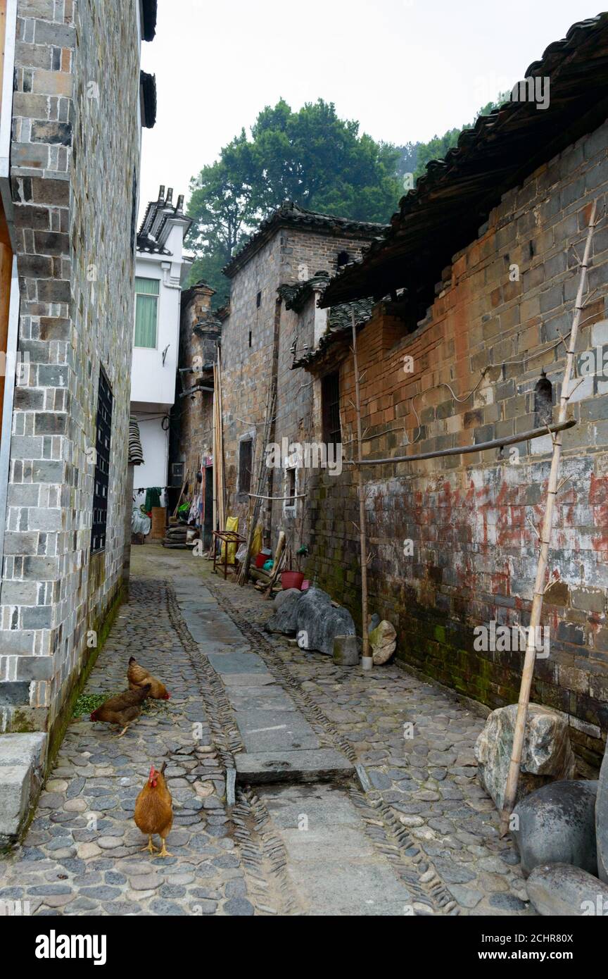 Yaoli, Jiangxi province / China - May 30, 2014: Old town Yaoli in rural Jiangxi province. It is a popular tourism site for its mountain scenery, old b Stock Photo