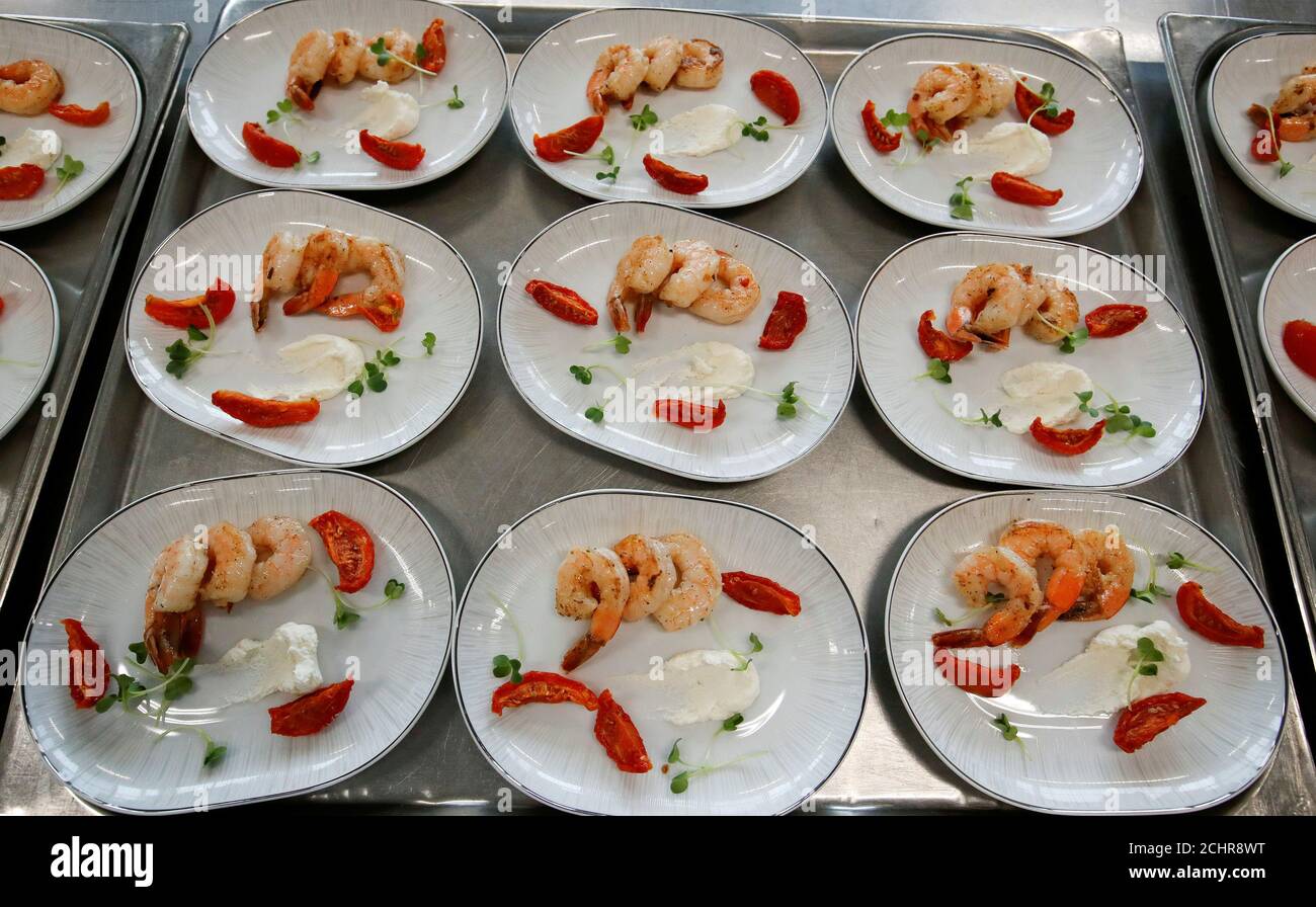 Meals Are Prepared On Plates At The Facility Of The Gate Gourmet Division Of Airline Caterer Gategroup At Zurich Airport In Kloten Switzerland March 26 18 Reuters Arnd Wiegmann Stock Photo Alamy