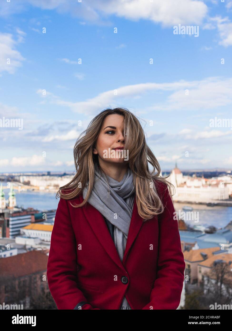 Lady in red suit hi-res stock photography and images - Alamy