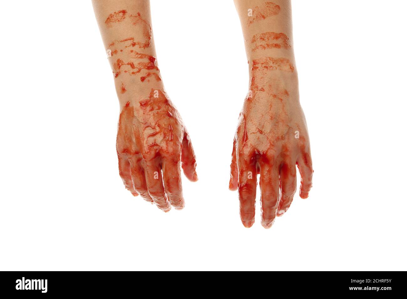 Blood zombie hands isolated on white background Stock Photo