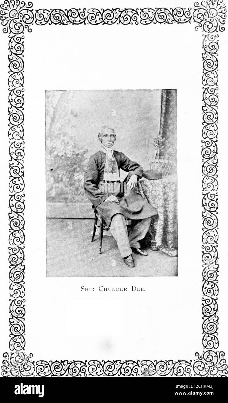 . The life of Grish Chunder Ghose, the founder and first editor of 'The Hindoo patriot' and 'The Bengalee,' . was a distinguished alumnus of the Hindu College, was,on the other hand, so highly pleased with the way in which GrishChunder had acquitted himself on being tested as to his knowledgeof English by the late Babu Grish Chunder Deb, Head Master of theHare School, that he was glad to have him for his son-in-law, over-looking the poverty, for the sake of the prestige, of the family. Themarriage of Grish Chunder proved indeed a very happy one. Itnot only gave him for his partner in life a pe Stock Photo