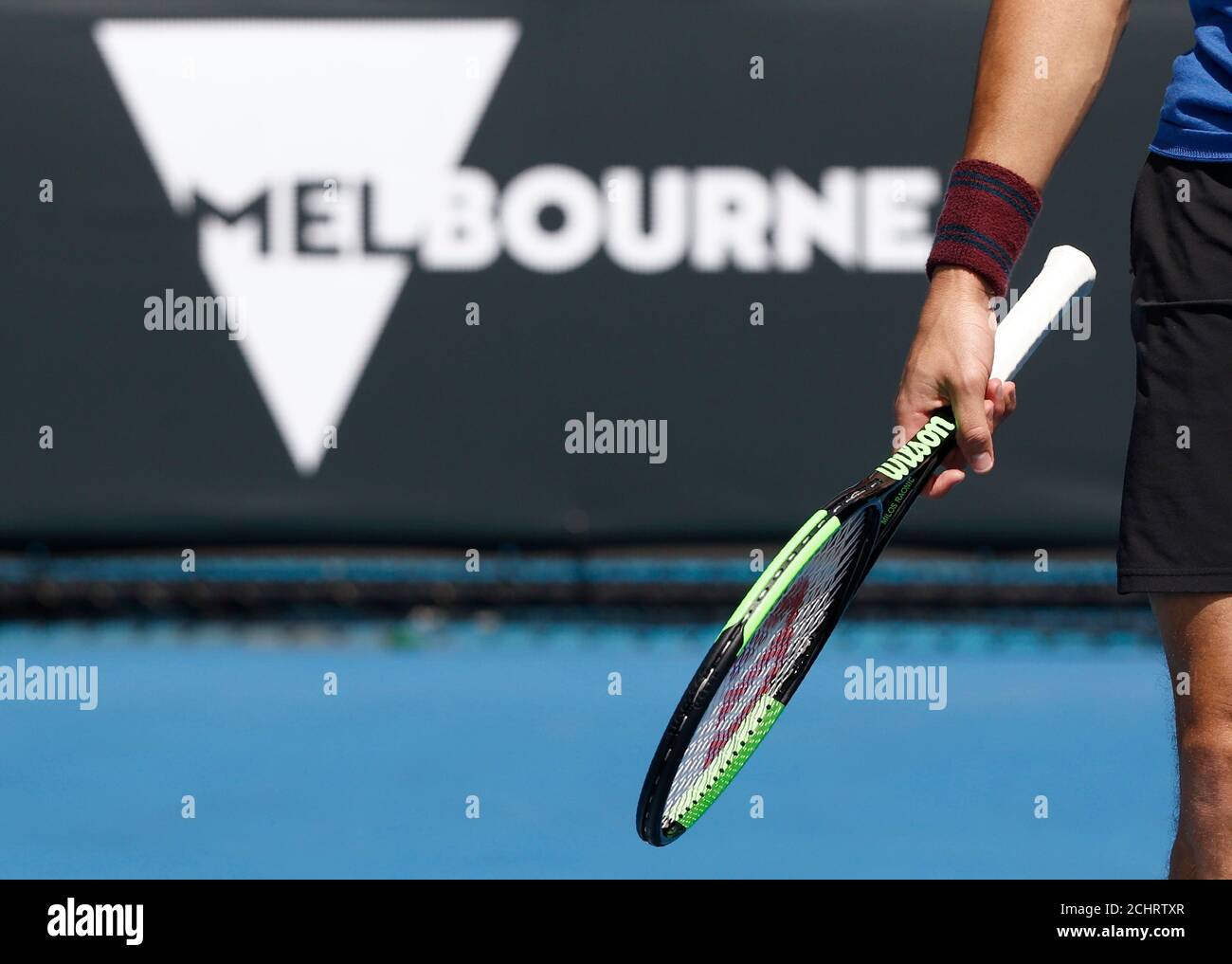 Tennis - Australian Open - Melbourne, Australia, January 14, 2018. Milos  Raonic of Canada holds his racquet during a practice session before the  Australian Open tennis tournament. REUTERS/Thomas Peter Stock Photo - Alamy