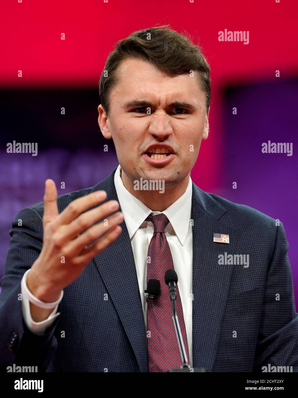 Founder and president of Turning Point USA Charlie Kirk speaks at the Conservative Political Action Conference (CPAC) at National Harbor in Oxon Hill, Maryland, U.S., February 28, 2019. REUTERS/Kevin Lamarque Stock Photo