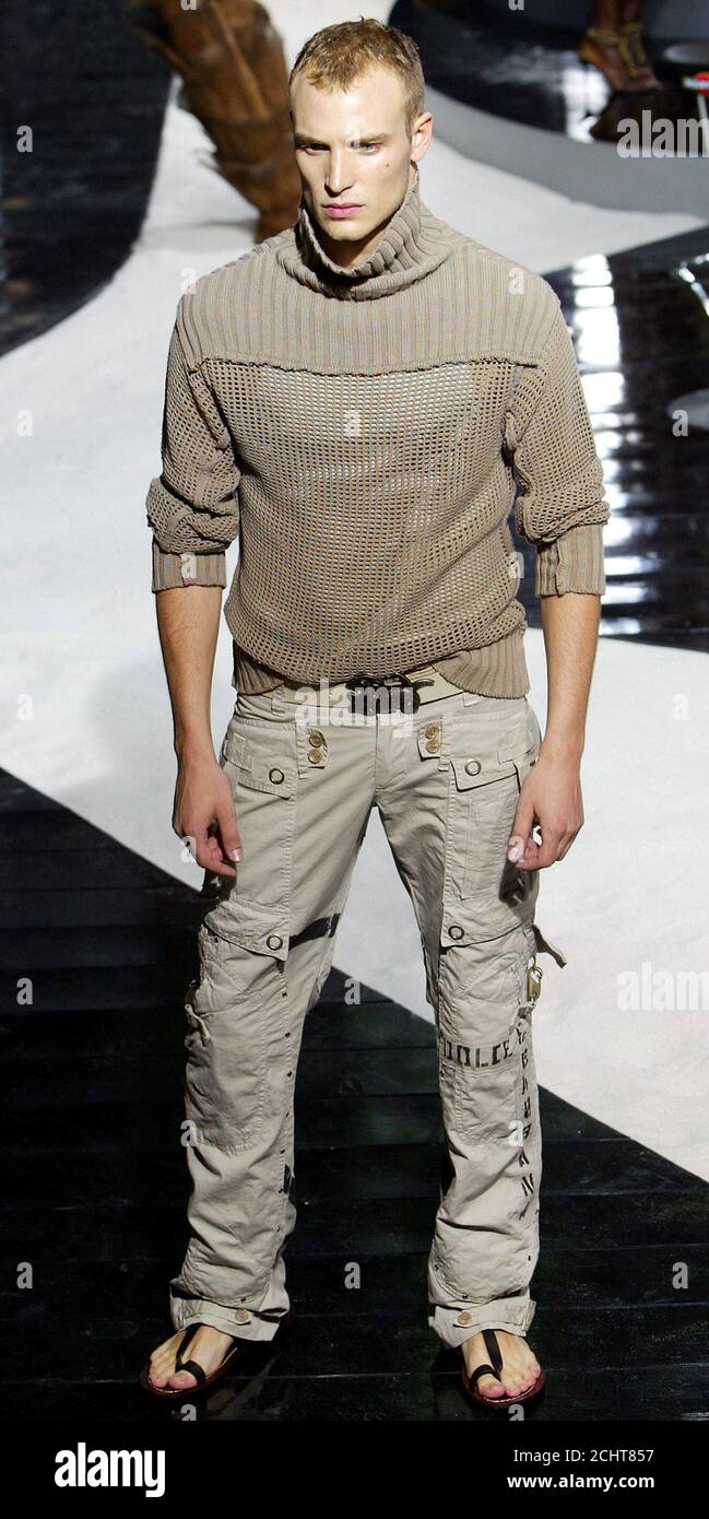 A model wears a creation as part of Dolce&Gabbana's Spring/summer 2004  men's collection in Milan
