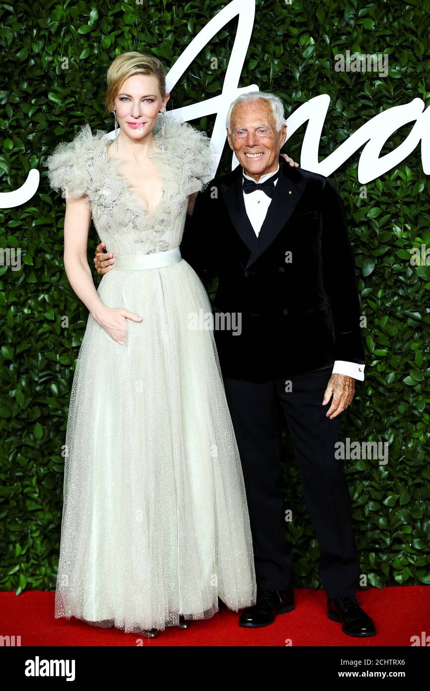 Actor Cate Blanchett and designer Giorgio Armani pose as they arrive at the  Fashion Awards 2019 in London, Britain December 2, 2019. REUTERS/Lisi  Niesner Stock Photo - Alamy