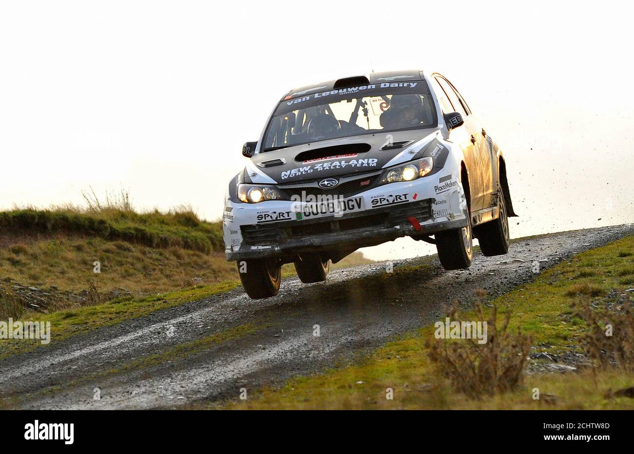 Hayden Paddon of New Zealand in his Subaru drives through a stage on the  Wales Rally motorsport rallying event near Brecon in south Wales November  13, 2011. REUTERS/Toby Melville (BRITAIN - Tags: