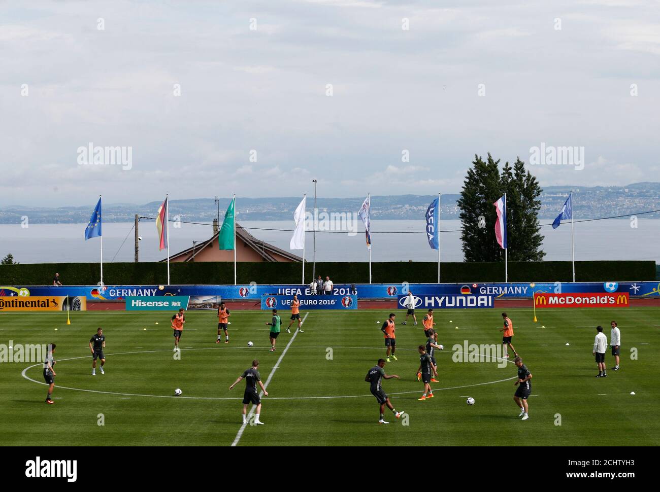 Football Soccer Euro16 Germany Training Stade Camille Fournier Evian Les Bains 08 6 16 Germany S Players Warm Up Reuters Denis Balibouse Stock Photo Alamy