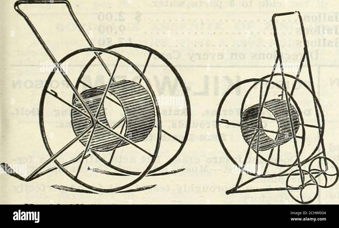 1915 Griffith and Turner Co. : farm and garden supplies . No. 51. Wood  frame hosereel with squaretop. Each, 75c. No. 50.Wood frame hosereel with  roundtop. Each, 75c. No. 42.Steel frame