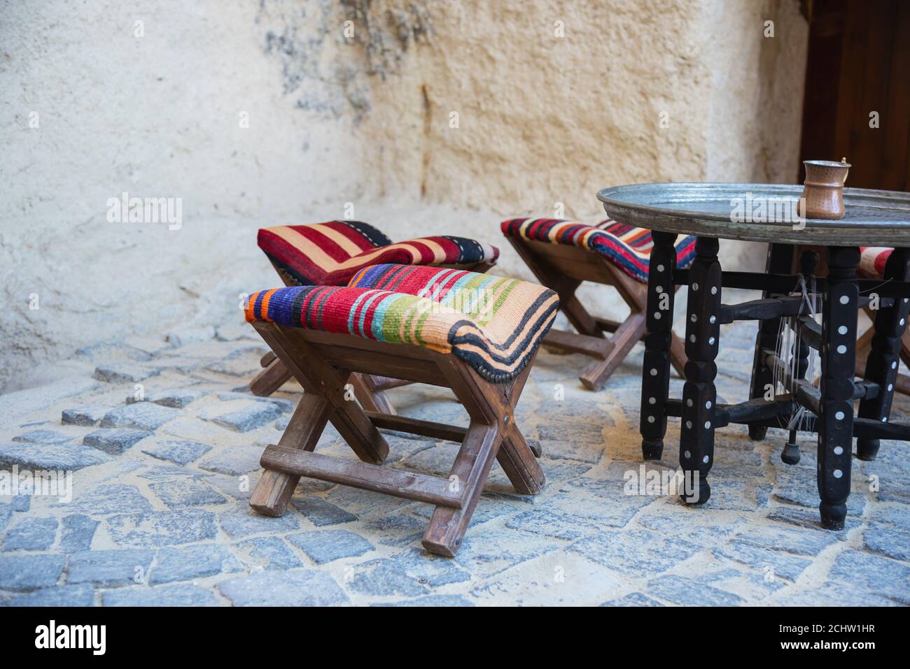 Turkish cafe furniture outdoor. Empty cafe Stock Photo Alamy