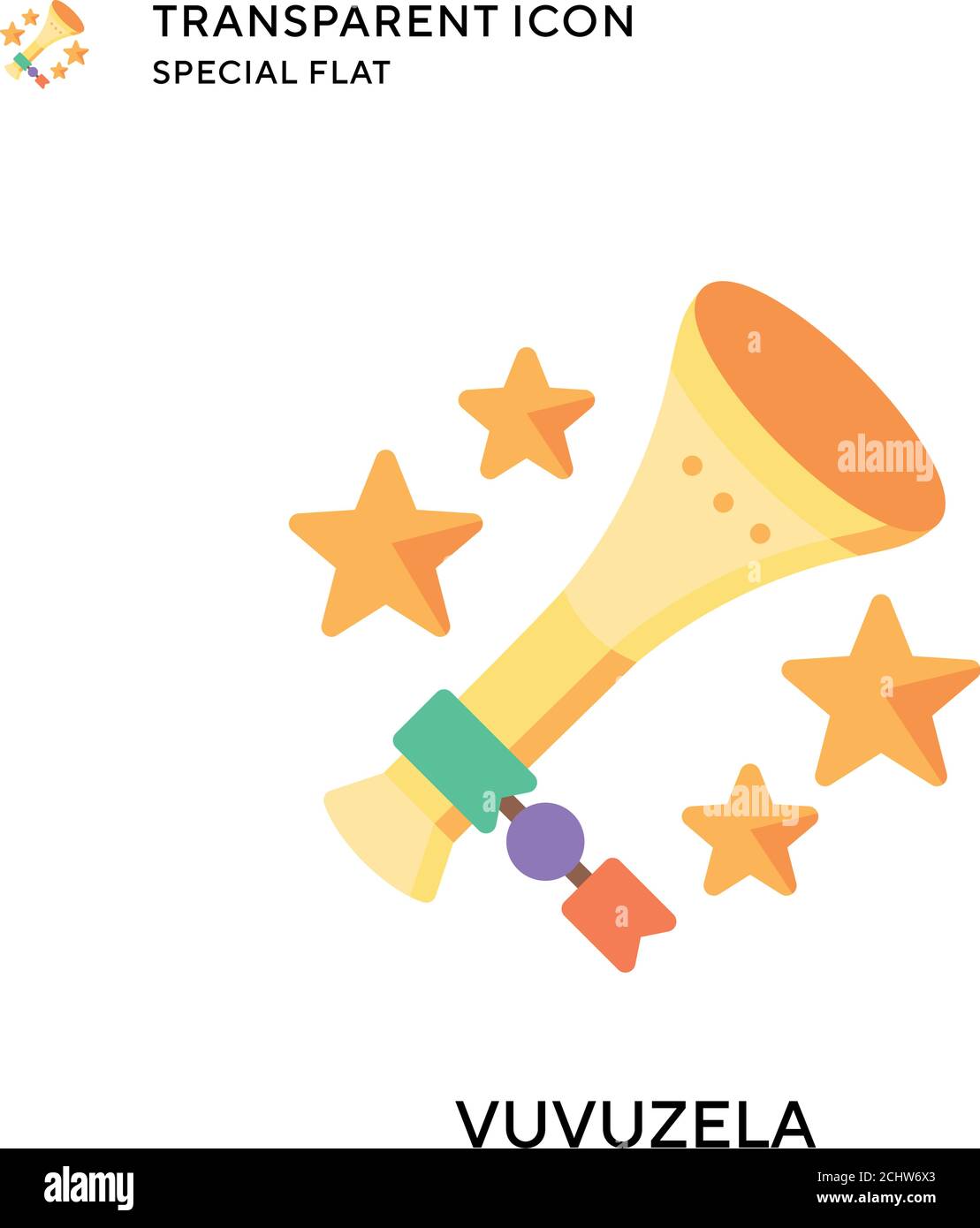 Vuvuzela vector icon. Flat style illustration. EPS 10 vector. Stock Vector