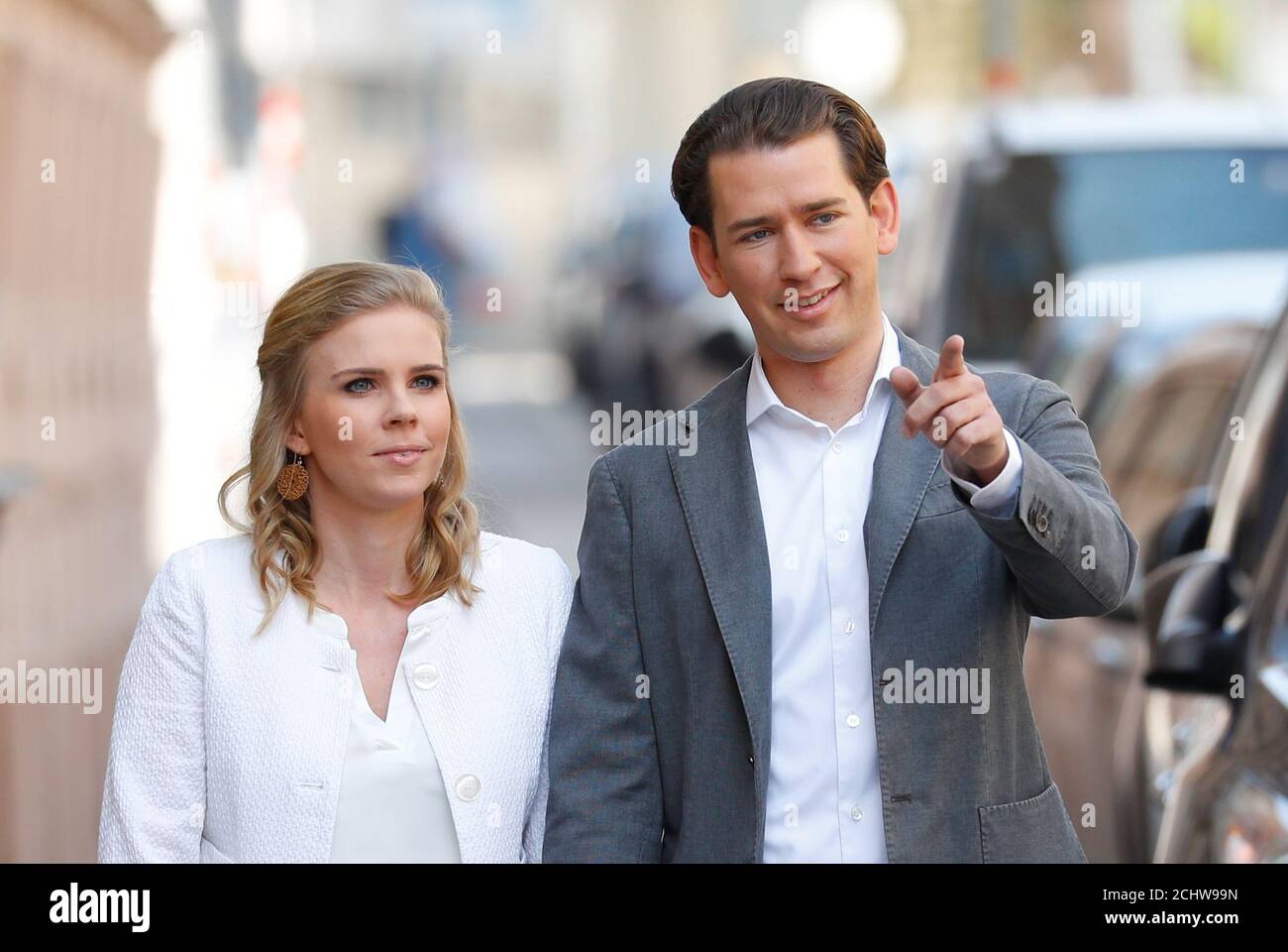 Austrian Chancellor Sebastian Kurz And His Girlfriend Susanne Thier Arrive To Cast Their Votes During European Parliament Elections In Vienna Austria May 26 2019 Reuters Leonhard Foeger Stock Photo Alamy