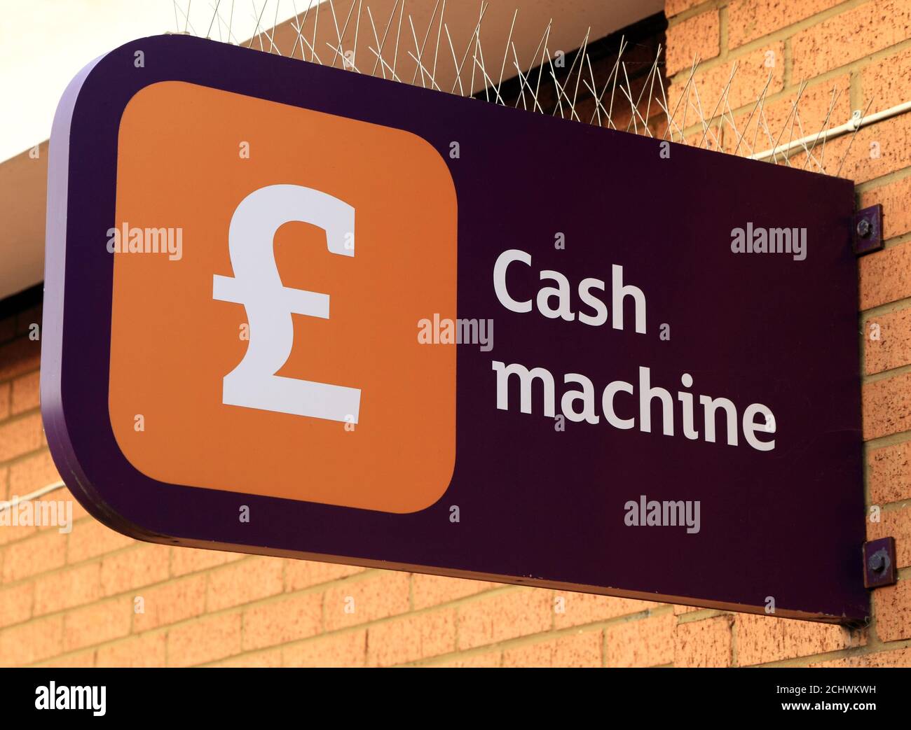 ATM,  Cash Machine, sign, Sainsbury's Supermarket, Hunstanton, Norfolk, England, UK Stock Photo