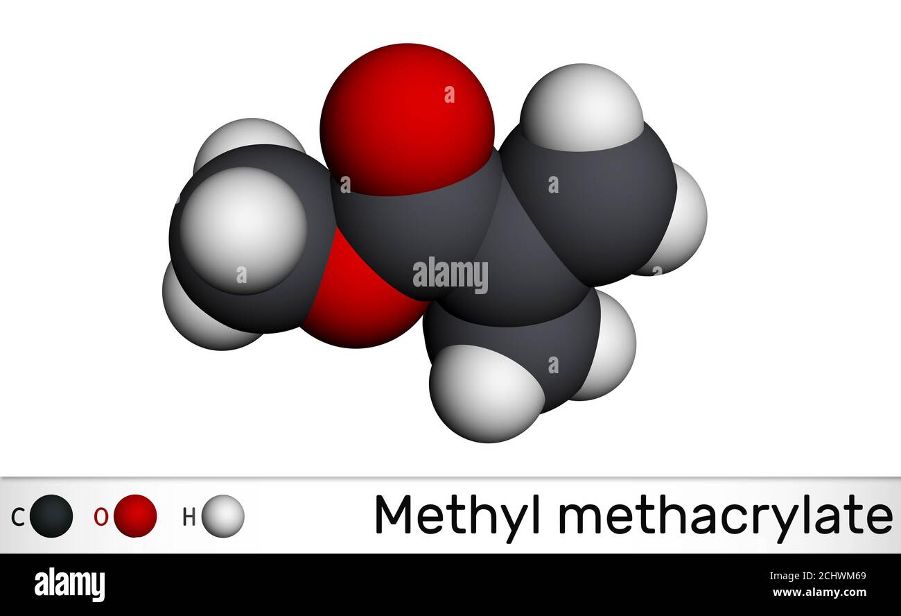 Methyl methacrylate, MMA molecule. It is methyl ester of methacrylic