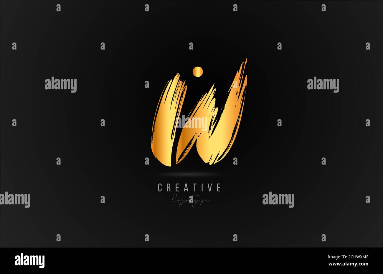 W alphabet letter logo icon in gold or golden color. Luxury brand ...