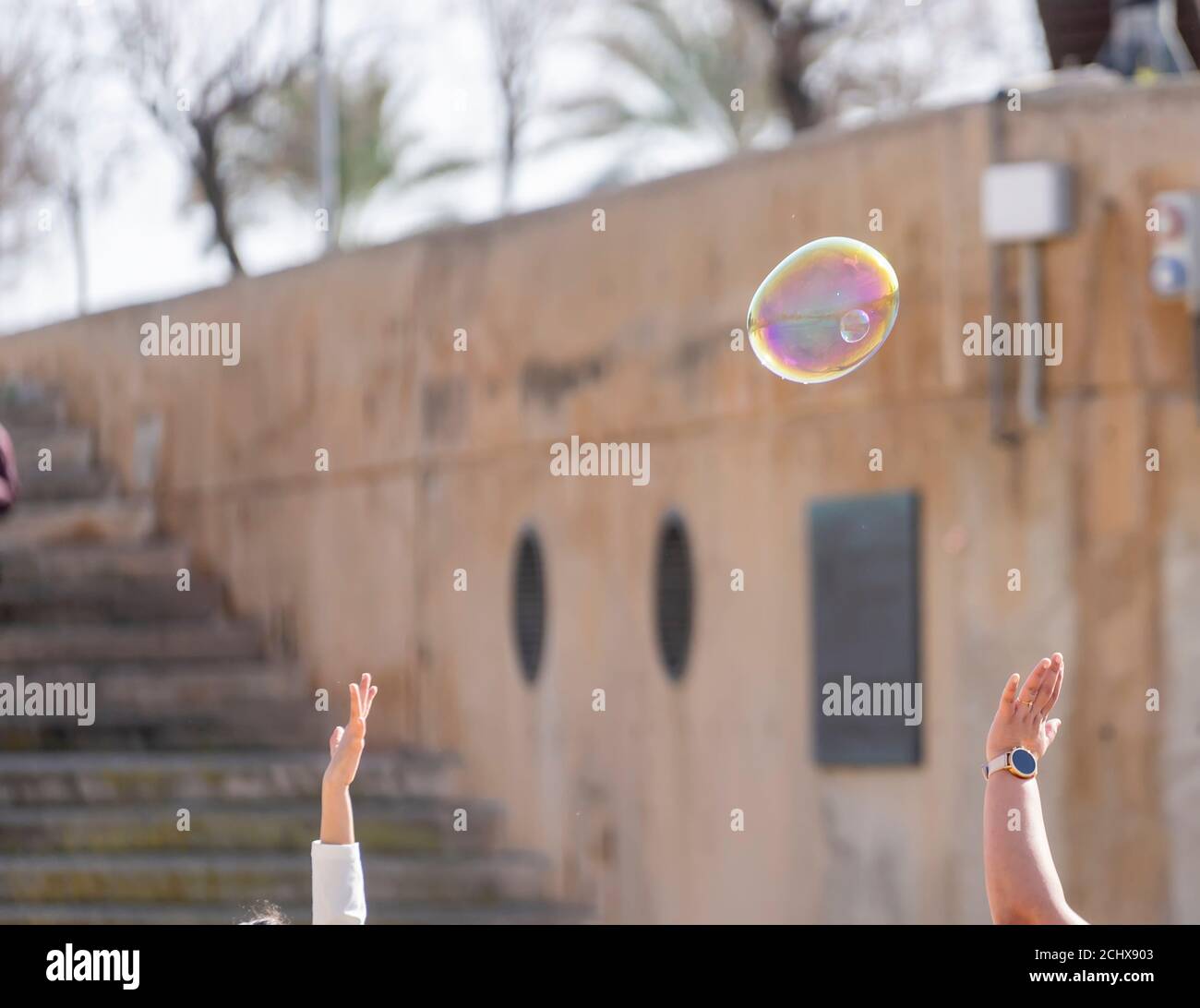 soap bubbles floating in the air Stock Photo - Alamy
