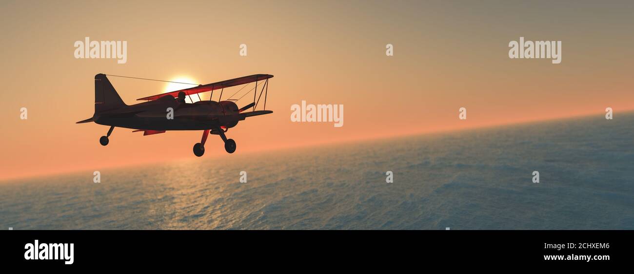 3d illustration of an old airplane in the sky Stock Photo - Alamy