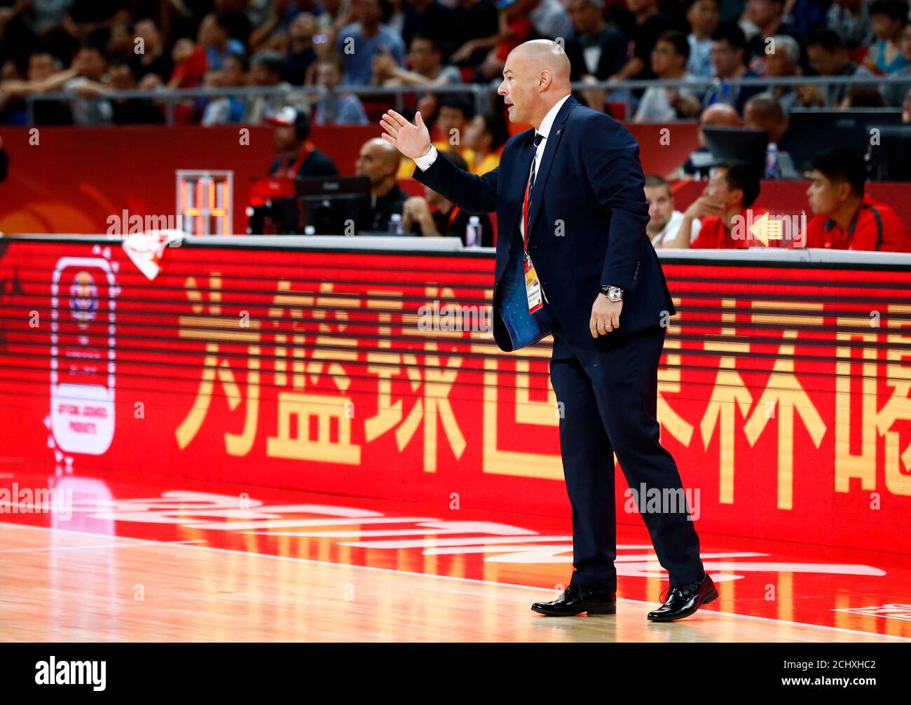 Basketball - FIBA World Cup - Poland v Venezuela - Wukesong Arena, Beijing,  China - August 31, 2019 Poland coach Mike Taylor reacts REUTERS/Thomas  Peter Stock Photo - Alamy