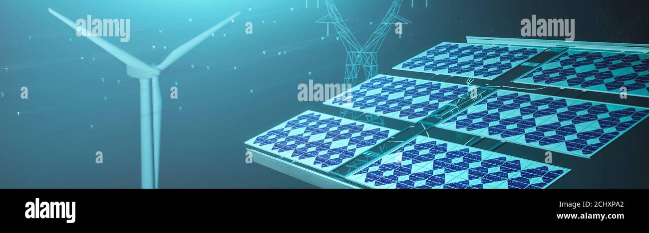 3d illustration, concept illustration of sustainable energy, solar ...