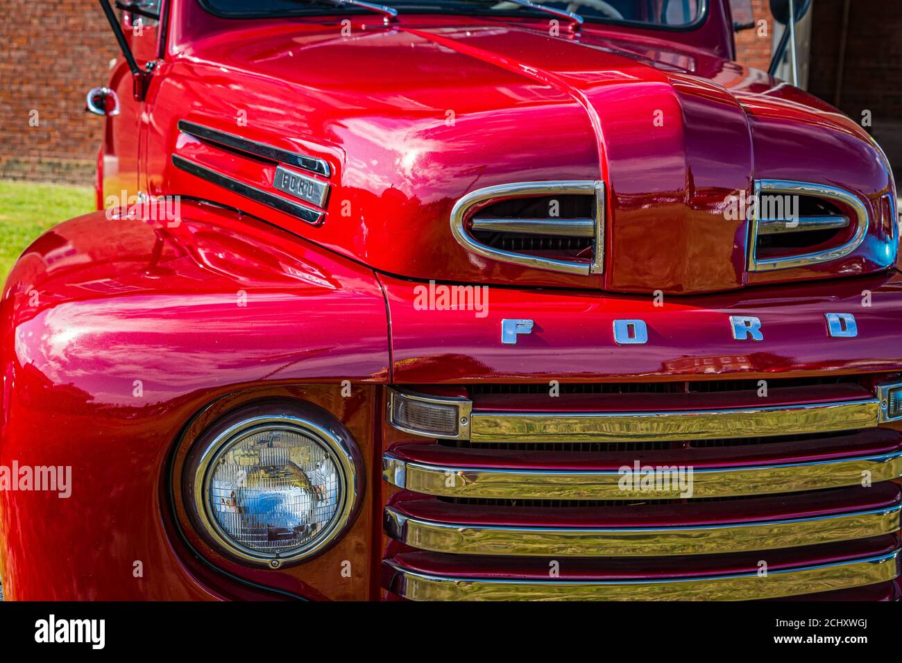Fernandina Beach, FL / USA September 22, 2018 1950 Ford F47 pickup truck at a car show at