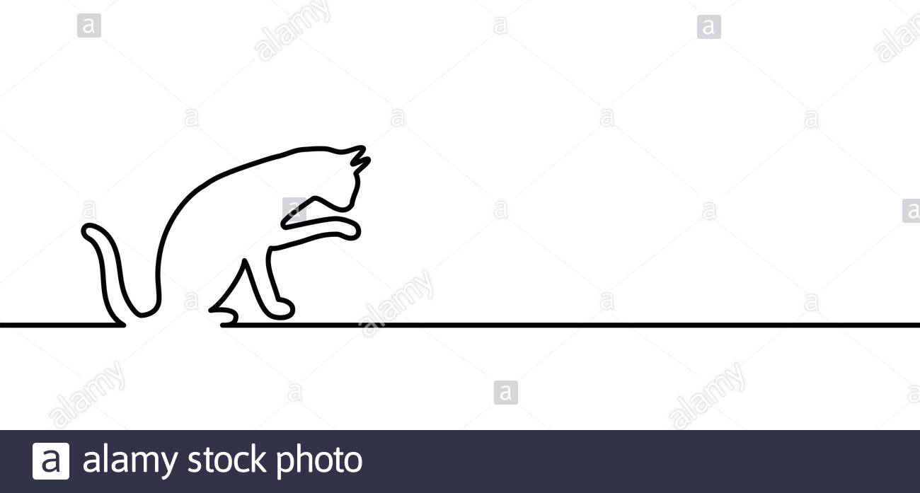Drawing Cat Line Pattern Funny Vector Cats Sign Cartoon Sketch Itten Kitty Silhouette Pictogram Animal Cute Pet Sits Background World Cat Day Stock Vector Image Art Alamy