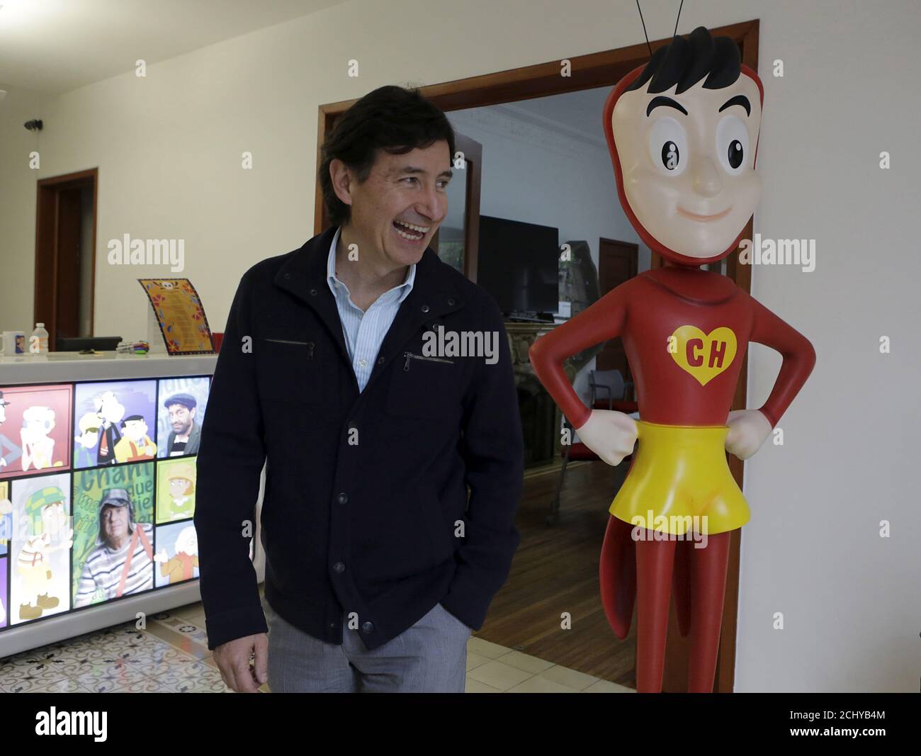 The Son Of El Chavo Creator Roberto Gomez Bolanos Walks In Front Of A Life Sized Figurine Of El Chavo Inside Of Home Of El Chavo Del Ocho In Mexico City Mexico November