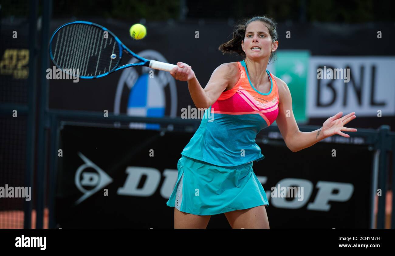 Julia Goerges of Germany in action during the first round of the 2020  Internazionali BNL d'Italia WTA Premier 5 tennis tournament on September  14, 2020 at Foro Italico in Rome, Italy -