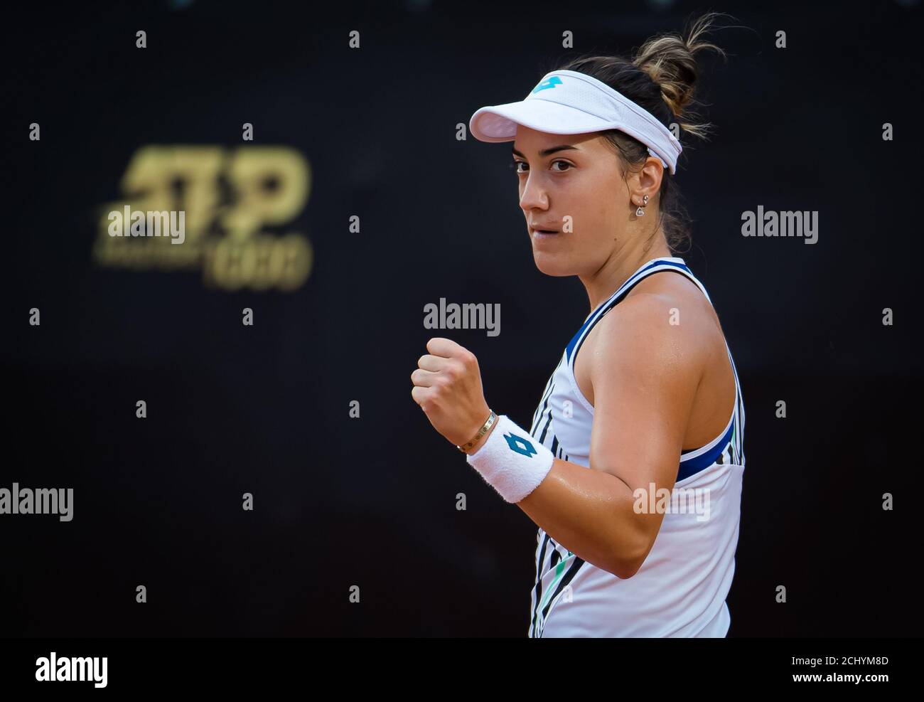 Danka Kovinic of Montenegro in action during the first round of the 2020  Internazionali BNL d'Italia WTA Premier 5 tennis tournament on September  14, 2020 at Foro Italico in Rome, Italy -