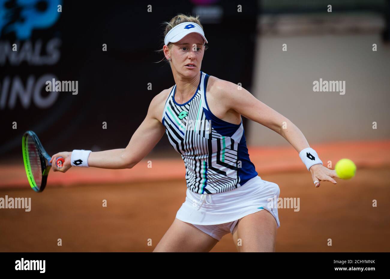 Alison Riske of the United States in action during the first round of the  2020 Internazionali BNL d'Italia WTA Premier 5 tennis tournament on  September 14, 2020 at Foro Italico in Rome,