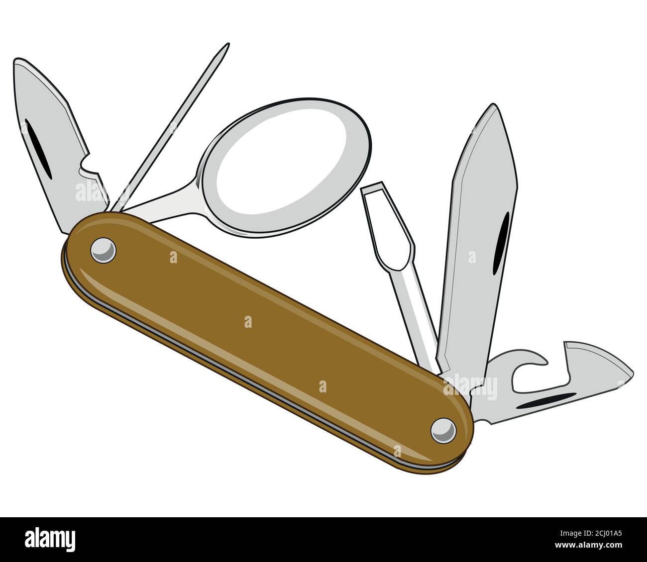 Folding knife on white background is insulated Stock Vector