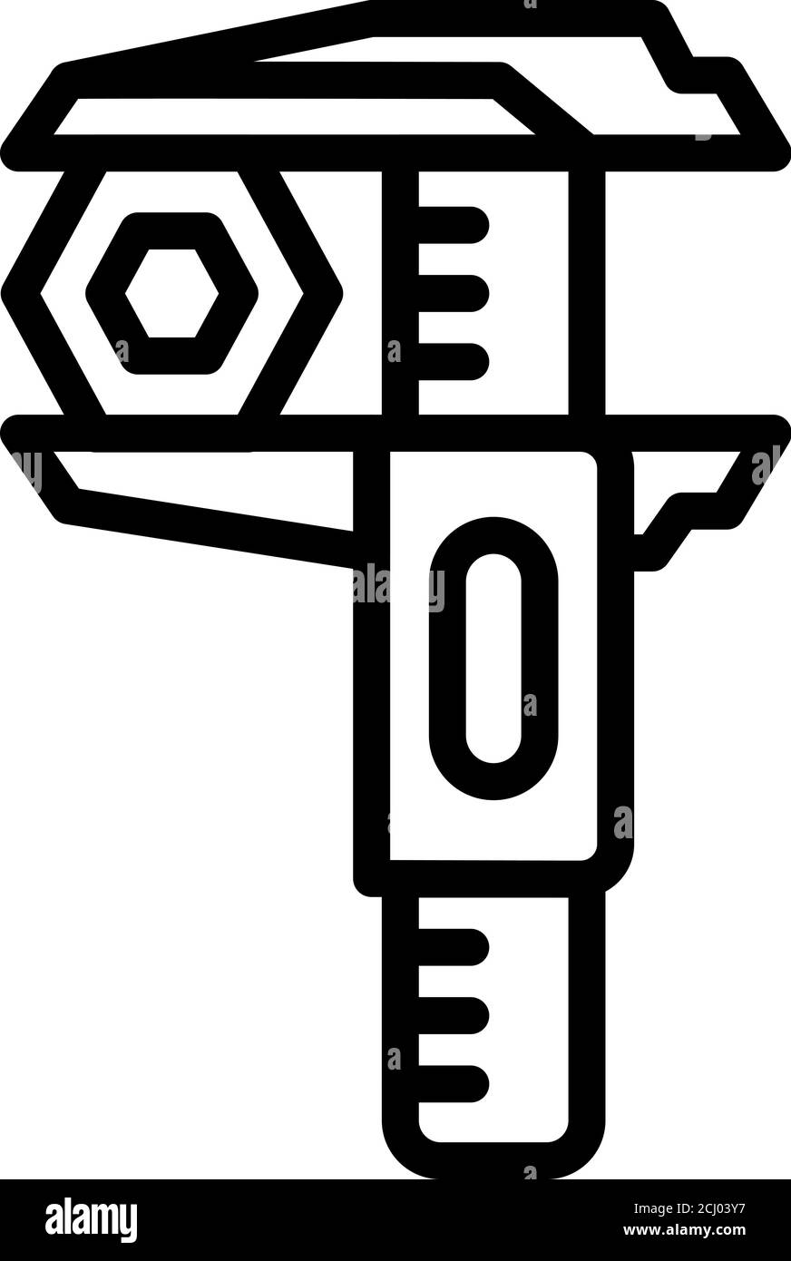 Bolt caliper icon, outline style Stock Vector