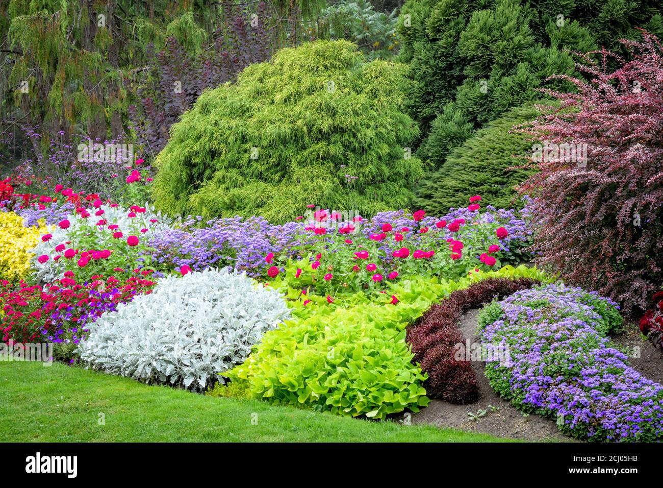 Flowers, Sunken Garden, Queen Elizabeth Park, Vancouver, British Columbia, Canada Stock Photo