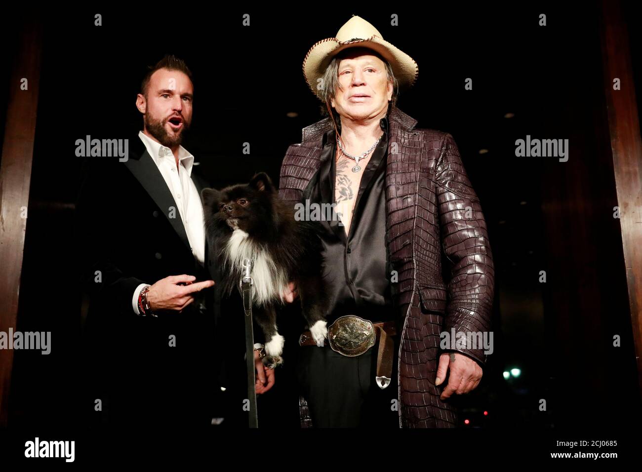 Designer Philipp Plein walks the runway with actor Mickey Rourke after  presenting the Billionaire Fall/Winter 19/20 collection by Philipp Plein  during New York Fashion Week in New York City, U.S., February 11,