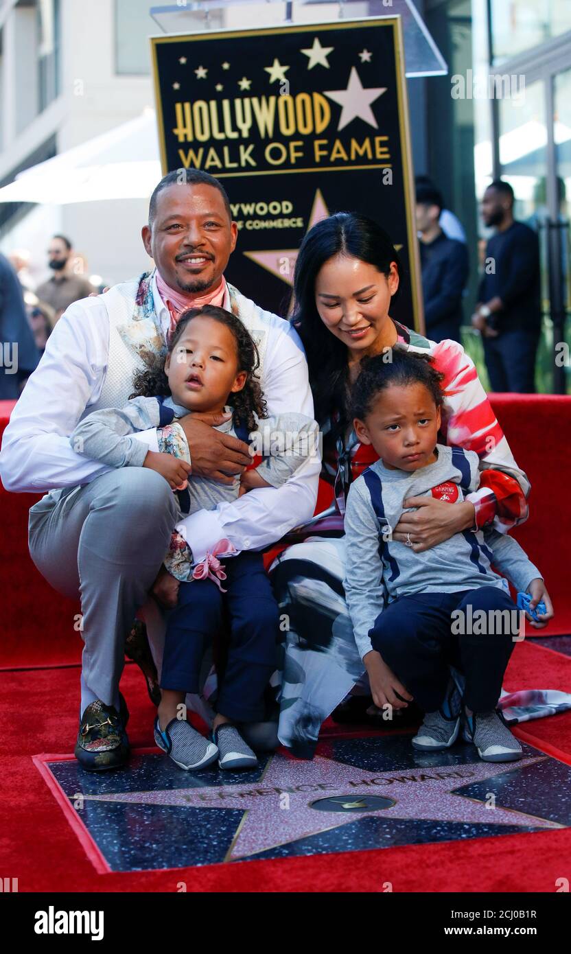 Actor Terrence Howard poses on his with his kids and Miranda Pak after it was on the Hollywood Walk of in Angeles, California, U.S. September 24, 2019. REUTERS/Mario