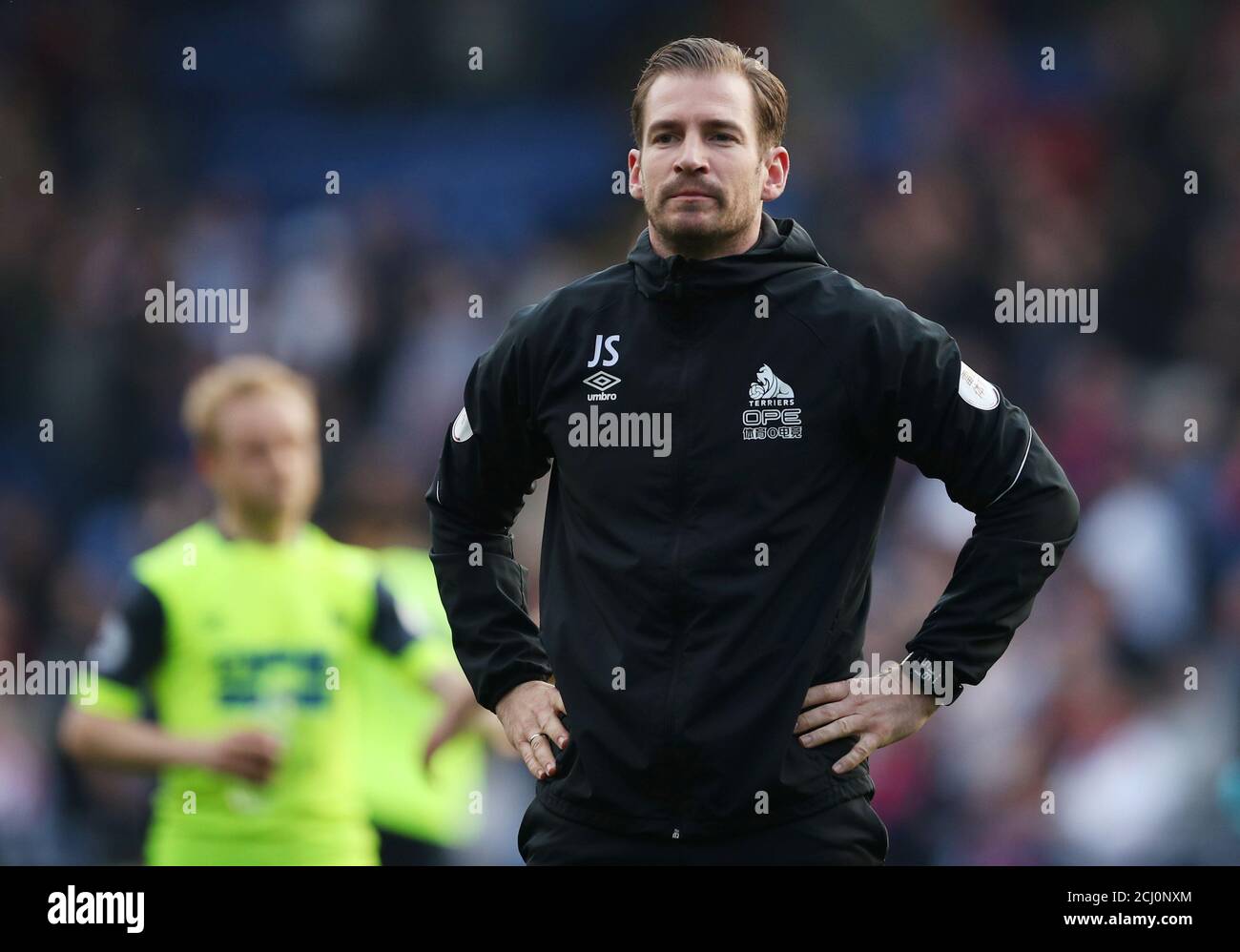 Soccer Football - Premier League - Crystal Palace v Huddersfield Town - Selhurst Park, London, Britain - March 30, 2019 Huddersfield Town manager Jan Siewert looks dejected after the match as they are relegated from the Premier League REUTERS/Hannah McKay EDITORIAL USE ONLY. No use with unauthorized audio, video, data, fixture lists, club/league logos or "live" services. Online in-match use limited to 75 images, no video emulation. No use in betting, games or single club/league/player publications. Please contact your account representative for further details. Stock Photo