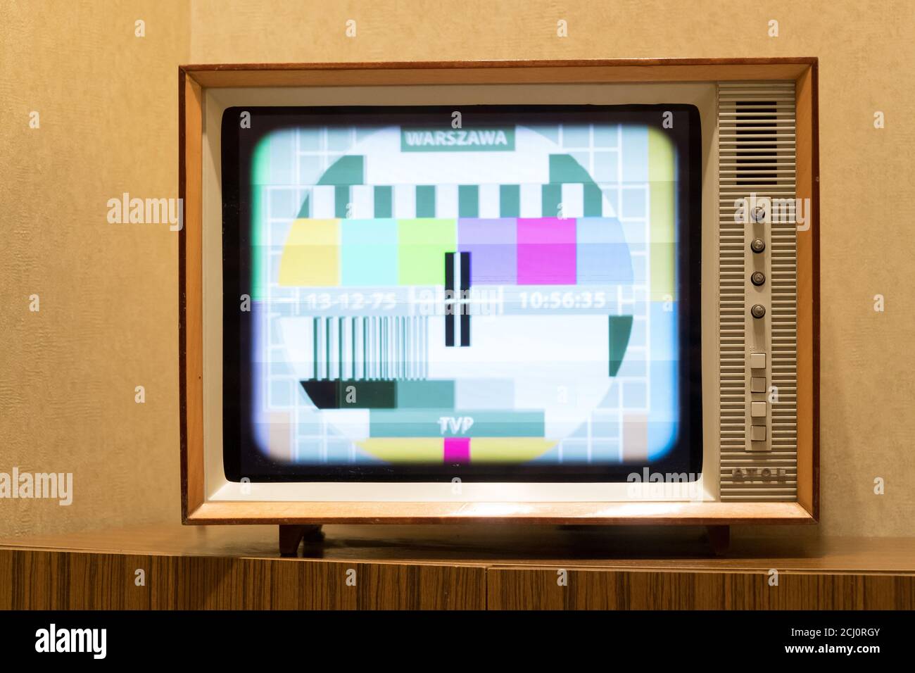 Test card TV set as a part of exhibition in Europejskie Centrum Solidarnosci ECS (European Solidarity Centre) in Gdansk, Poland. August 14th 2020 © Wo Stock Photo