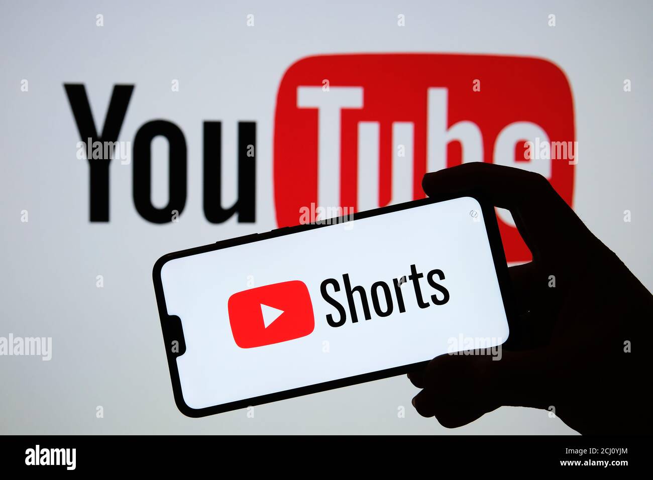 Stafford / UK - September 14 2020: Youtube Shorts app logo seen on the  silhouette of smartphone in a hand. It is a new short looping video  platform. R Stock Photo - Alamy