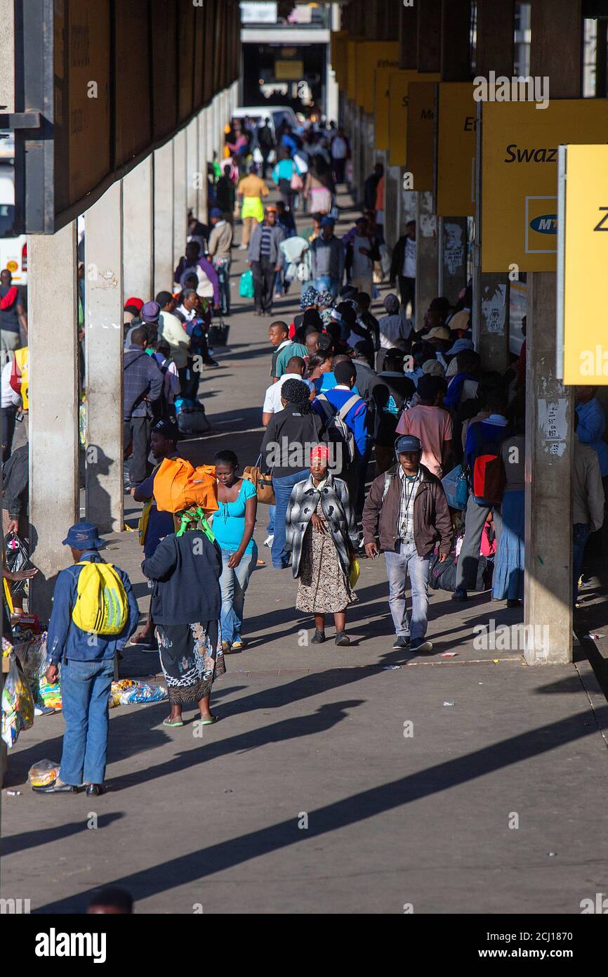 Crowd at the taxi station in Soweto township, South Africa Stock Photo