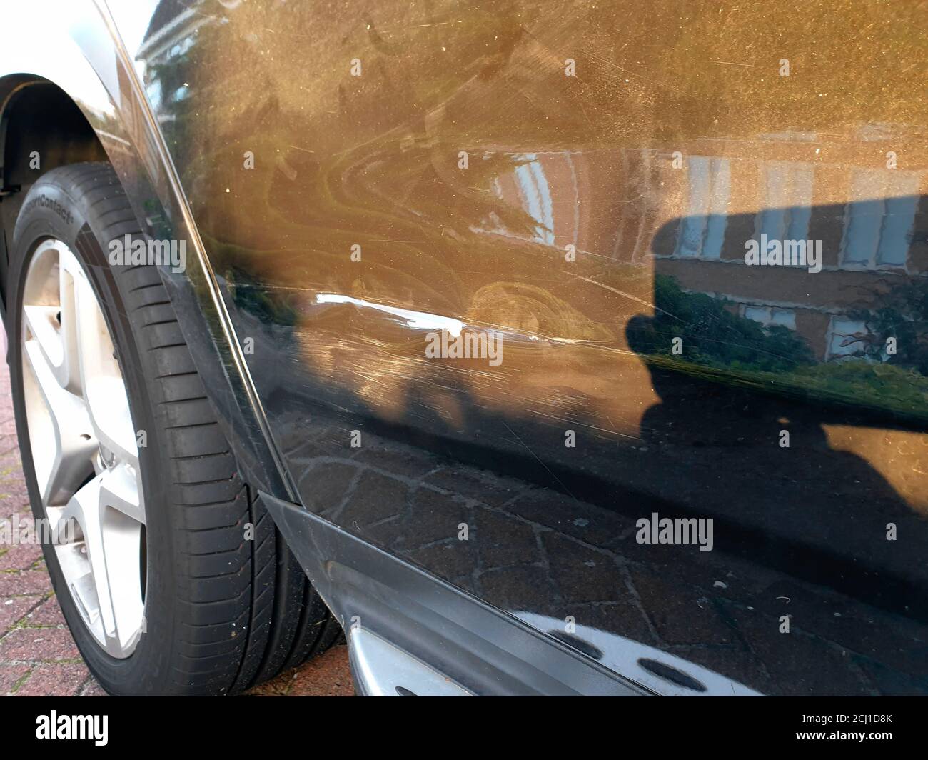 scratches in auto paint, Germany Stock Photo